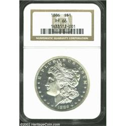 1886 S$1 PR66 NGC. Although not designated as a Cameo Proof, this lovely Gem example has nicely cont