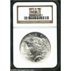 1922-D S$1 MS66 NGC. A brilliant and exceptionally lustrous Gem with a good strike and beautifully p