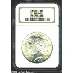 1923 S$1 MS66 NGC. A well struck and highly lustrous Gem that has attractive hints of apricot color.