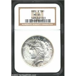 1924-S S$1 MS65 NGC. Fully brilliant with satiny luster, this nice example is well struck for the is