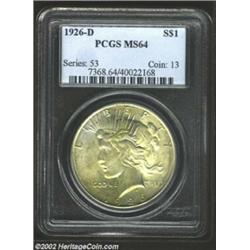 1926-D S$1 MS64 PCGS. This coin possesses nice luster and strike. Its eye appeal is enhanced by deli