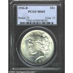 1926-D S$1 MS65 PCGS. This virtually untoned example is fully lustrous with the razor sharp striking