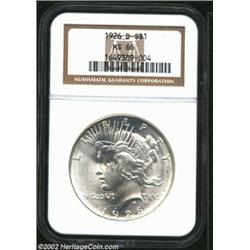 1926-D S$1 MS66 NGC. A brilliant and needle-sharp Gem with outstanding luster and well preserved sur