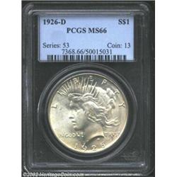 1926-D S$1 MS66 PCGS. A sharply struck, carefully preserved Gem, with attractive light tone and glea