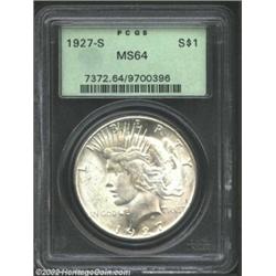 1927-S S$1 MS64 PCGS. The blazing luster is slightly subdued by light toning. Several marks are well