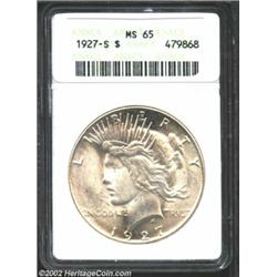 1927-S S$1 MS65 ANACS. The surfaces of this conditionally scarce S-mint are exceedingly lustrous and