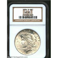 1934-D S$1 MS65 NGC. A lightly toned and lustrous Gem that has an impressive strike and carefully pr