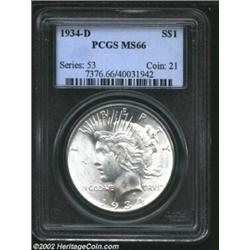 1934-D S$1 MS66 PCGS. While not as rare or as highly respected as its S-mint counterpart from this s