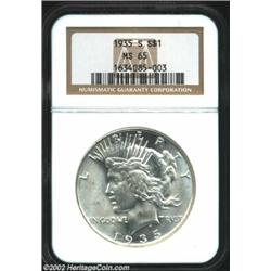 1935-S S$1 MS65 NGC. White with a minimum of abrasions and plenty of luster. Important notice: We ex