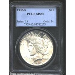 1935-S S$1 MS65 PCGS. White and extremely lustrous. A very attractive example of the last Peace Doll