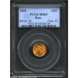 1855 G$1 MS65 PCGS. Ex: Bass. Both the design and the production of the Type Two Gold Dollar suggest