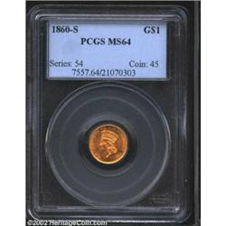 1860-S G$1 MS64 PCGS. Despite a limited NGC and PCGS certified population of only 47 coins and a pal