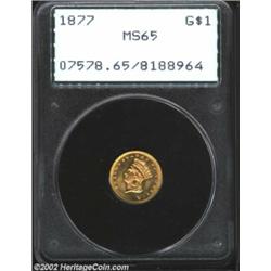 1877 G$1 MS65 PCGS. A familiar rarity in U.S. coinage that brings to mind the Indian Cent and proof-