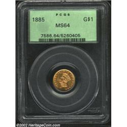 1885 G$1 MS64 PCGS. This bold, near-Gem specimen is well struck and highly lustrous. Important notic