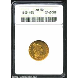 1805 $2 1/2 AU50 ANACS. The Capped Bust Right Quarter Eagle series (1796-1807) is largely unapprecia