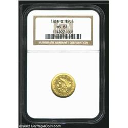 1846-O $2 1/2 MS61 NGC. Formerly offered as lot 8949 in our 2002 New York Sale, where it was describ