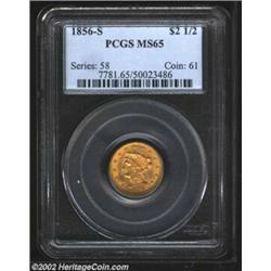 1856-S $2 1/2 MS65 PCGS. Quarter Eagle production commenced at the San Francisco Mint with a paltry.