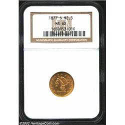 1877-S $2 1/2 MS62 NGC. Sharply struck with appealing luster for this scarcer date, with a mintage o