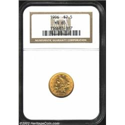 1906 $2 1/2 MS65 NGC. The satiny, bright gold surfaces display full definition throughout. A perfect