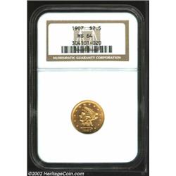 1907 $2 1/2 MS64 NGC. Sharply struck with flashy mint brilliance and rich orange-gold coloration. Im