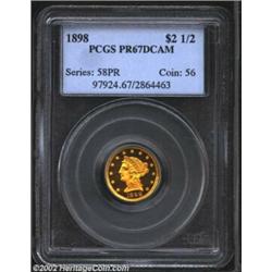 1898 $2 1/2 PR67 Deep Cameo PCGS. From an original mintage of just 165 coins comes this unsung rarit