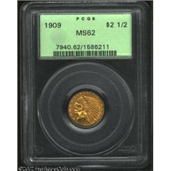 1909 $2 1/2 MS62 PCGS. Olive-golden patination. Important notice: We expect to be auctioning lots at
