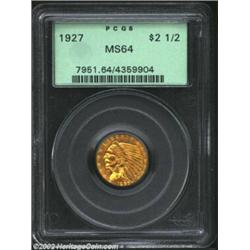 1927 $2 1/2 MS64 PCGS. Swirling luster and an unusually clean cheek add to the eye appeal of this Ge