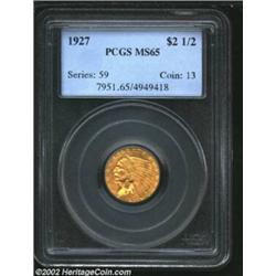 1927 $2 1/2 MS65 PCGS. It would be easy to say that what is most appealing about this coin is its sm