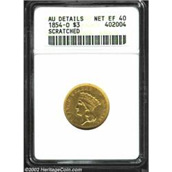 1854-O $3--Scratched--ANACS. AU Details, Net XF40. Three closely grouped scratches or shallow scrape