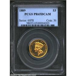 1889 $3 PR65 Deep Cameo PCGS. Only 129 proof Threes were produced in 1889, but even that low figure.