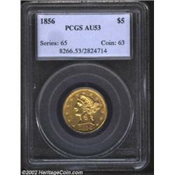 1856 $5 AU53 PCGS. Lightly circulated example with no distractions. Important notice: We expect to b