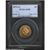 1879-CC $5 AU58 PCGS. Winter 2-A. This variety is immediately identifiable by the die scratch throug