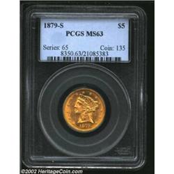 1879-S $5 MS63 PCGS. This coin was previously offered as lot 8195 in our September 2002 Long Beach S