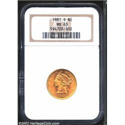 1881-S $5 MS65 NGC. The 1881-S is another of the conditionally scarce issues from the 1880s that is.