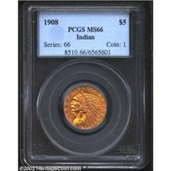 1908 $5 MS66 PCGS. This coin was previously offered as lot 6983 in our February 2001 Long Beach Sign