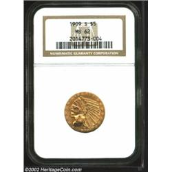 1909-S $5 MS62 NGC. A sharp mintmark is only one of numerous powerfully impressed devices on both th