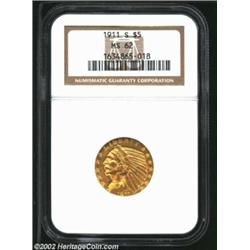 1911-S $5 MS62 NGC. A nicely struck piece that has a clear mintmark and attractive surfaces for the.