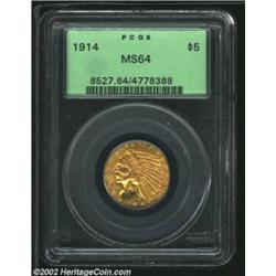 1914 $5 MS64 PCGS. This is an especially nice, upper-end coin that is really very close to full Gem.