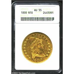 1800 $10 AU55 ANACS. B. 1-A, Taraszka-23, the only known dies, R.4. The low mintage (5,999 pieces) 1