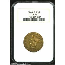 1846-O $10 XF45 NGC. With only 81,780 pieces struck of both the regular date and the overdate variet