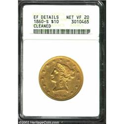 1860-S $10--Cleaned--ANACS. XF Details, Net VF20. One of many underappreciated S-mint issues within.