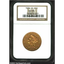 1876-CC $10 AU53 NGC. Winter 1-A. Like the 1875-CC in AU53 above, this piece is another Carson City.