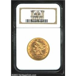 1881-CC $10 MS62 NGC. Winter 1-A. According to Doug Winter's latest Condition Census, this should be