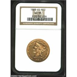 1883-CC $10 AU55 NGC. Winter 1-A. This coin is equal in grade to the Ashland City specimen that we a