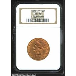 1884-CC $10 MS60 NGC. Winter 1-A. Like the AU53 coin in the Ashland City Collection, this piece is a