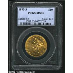 1885-S $10 MS63 PCGS. Another conditional rarity from the 1880s, this is one of only five pieces cer