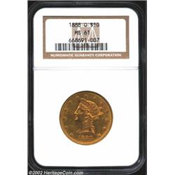 1888-O $10 MS61 NGC. A sharply struck example that has extensive luster and a moderately abraded obv