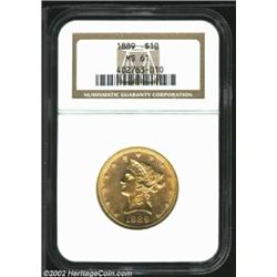 1889 $10 MS61 NGC. The 1889 is a scarce issue in Uncirculated condition. A mere 4,485 pieces were pr