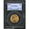 1889-S $10 MS63 PCGS. A boldly struck example that has undisturbed luster and nicely preserved surfa