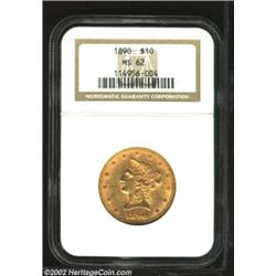 1890 $10 MS62 NGC. This coin was previously offered as lot 2461 in our September 2002 Long Beach Bul